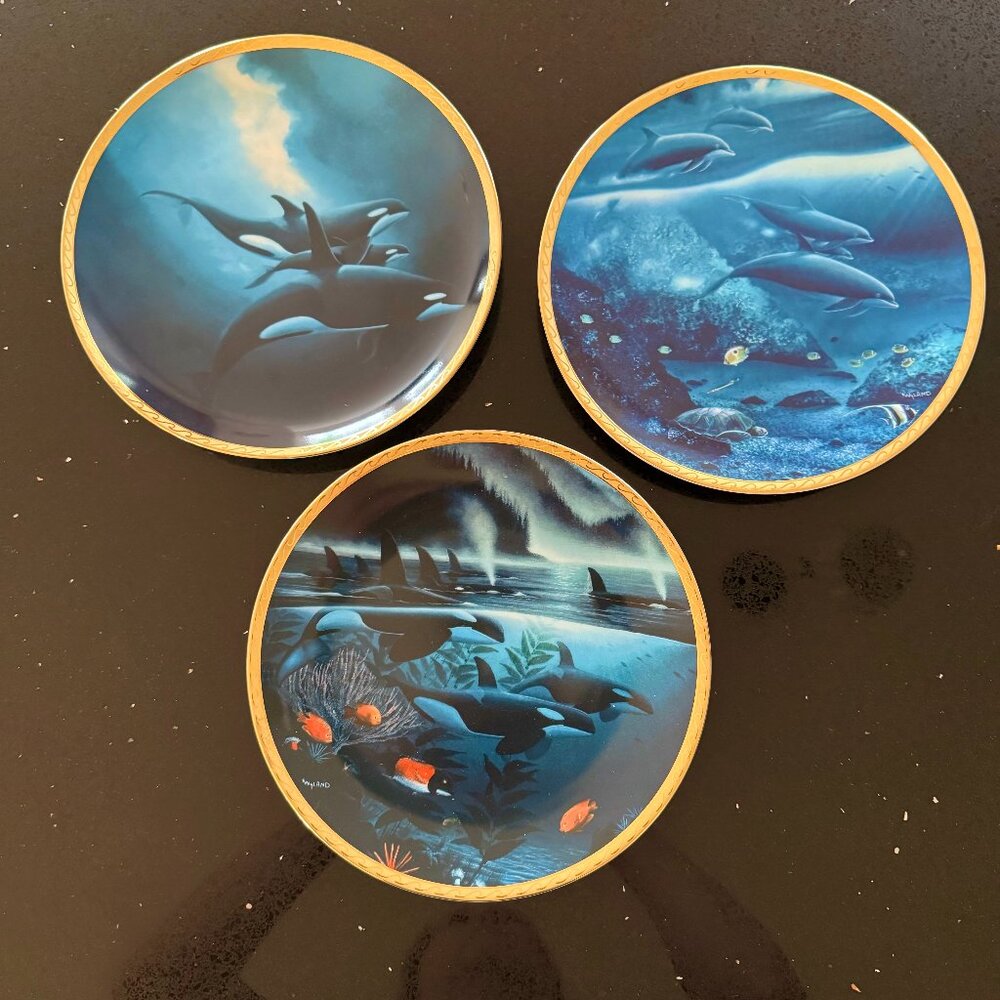 Vintage Wyland Great Mammals of the Sea Collector Plates set of 3